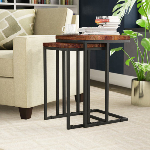 Steelside™ Eastville Solid Wood C Table Nesting Tables & Reviews